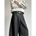 Retro Casual Diagonal Button Wide-leg Pants