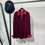Loose-Fit Velvet Shirt with Fluid Drape