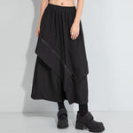 Elastic Waist Loose-fitting Two-piece Wide-leg Skirt Pants