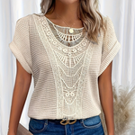 V|C - Crochet Trim Waffle Knit Top Sharon