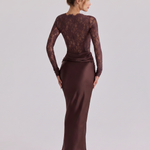 Elise Bramwell | Lace Bodice Satin Maxi Dress For Women