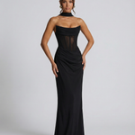 Serena Bellucci | Sheer Mesh Evening Maxi Dress For Women