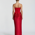 Vivienne Moretti | Black Satin Corset Maxi Dress For Women