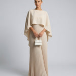 Sienna Wyndham | Cape Overlay Pleated Maxi Dress For Women