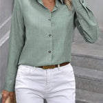 Casual Single-breasted Solid Color Color-blocked Long-sleeved Collared Shirt