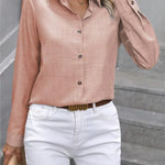 Casual Single-breasted Solid Color Color-blocked Long-sleeved Collared Shirt