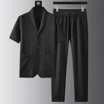 KZZ Short-sleeve polo shirt paired with solid-colored trousers