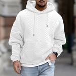 KZZ Men's Solid Color Textured Drawstring Hooded Sweatshirt