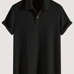 KZZ Men's solid color pique knit polo shirt