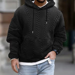 KZZ Men's Solid Color Textured Drawstring Hooded Sweatshirt