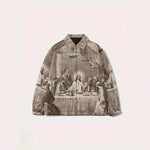 KZZ Men's Regular Fit Letter Print Pocket Zip-Up Jacket