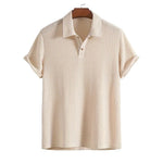KZZ Men's solid color pique knit polo shirt