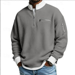KZZ Men's stand-up collar color-blocked zip-up long-sleeved sweatshirt