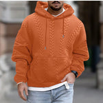 KZZ Men's Solid Color Textured Drawstring Hooded Sweatshirt