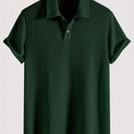 KZZ Men's solid color pique knit polo shirt