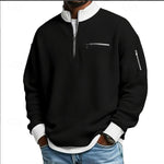 KZZ Men's stand-up collar color-blocked zip-up long-sleeved sweatshirt