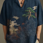 KZZ Short-Sleeve Polo Shirt with Landscape Pattern