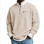 KZZ Men's stand-up collar color-blocked zip-up long-sleeved sweatshirt