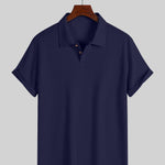 KZZ Men's solid color pique knit polo shirt