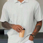 KZZ Retro loose textured knit polo shirt for men
