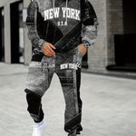 KZZ Men's Fall Winter Hooded Sweatshirt & Pants Set