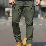 KZZ Men's Solid Color Flap Pocket Zipper Fly Cargo Pants without Belt Accessories
