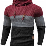 KZZ Mens Hooded Sweatshirt Tricolor Long Sleeve Hoodie Pullover Sweater