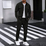 KZZ Men's Long Sleeve Shirt & Drawstring Pants Set