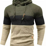 KZZ Mens Hooded Sweatshirt Tricolor Long Sleeve Hoodie Pullover Sweater