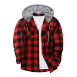 KZZ Plaid Patchwork Button Front Hooded Jacket