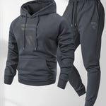 KZZ Men's sports two-piece hooded sweatshirt and pants set