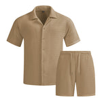 KZZ Men's solid color summer vacation set