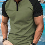 KZZ  Men's button-down Henley collar sports polo shirt