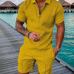 KZZ Mens Polo Shirt and Shorts Sets