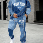 KZZ Men's Fall Winter Hooded Sweatshirt & Pants Set
