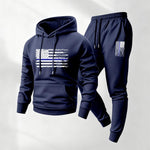 KZZ Men's America Flag Printed Hoodie and Drawstring Sweatpants Set