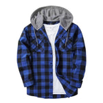 KZZ Plaid Patchwork Button Front Hooded Jacket
