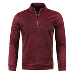 KZZ Men'S Fleece-Lined Half-Zip Sweatshirts, Casual Solid ColorPullovers with Stand Collar