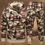 KZZ Men's Camouflage Hoodie Long Sleeve Pullover, Cuffed Jogger Pants Set
