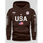 KZZ print hoodie men's fleece sweatshirt, United States letter print unisex casual