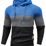 KZZ Mens Hooded Sweatshirt Tricolor Long Sleeve Hoodie Pullover Sweater