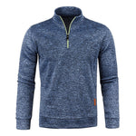 KZZ Men'S Fleece-Lined Half-Zip Sweatshirts, Casual Solid ColorPullovers with Stand Collar