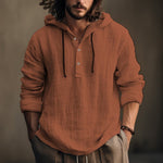KZZ Men's Casual Long Sleeve Hooded Linen Shirt