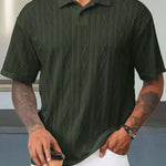KZZ Retro loose textured knit polo shirt for men