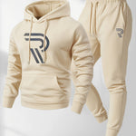 KZZ Men's sports two-piece hooded sweatshirt and pants set