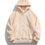KZZ Men's Solid Pocket Long Sleeve Fuzzy Hoodie