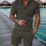 KZZ Mens Polo Shirt and Shorts Sets
