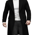 KZZ Men's Notch Lapel Double Breasted Long Trench Coat