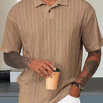KZZ Retro loose textured knit polo shirt for men