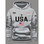 KZZ print hoodie men's fleece sweatshirt, United States letter print unisex casual